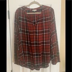 Plaid long sleeve blouse